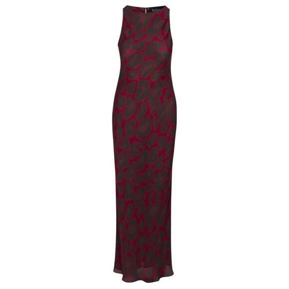 Realisation Tatjana Silk Boatneck Bias Slip Midi Maxi Dress Red Rouge Leopard - Picture 12 of 14